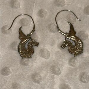 Silver Dragon Dangle Earrings